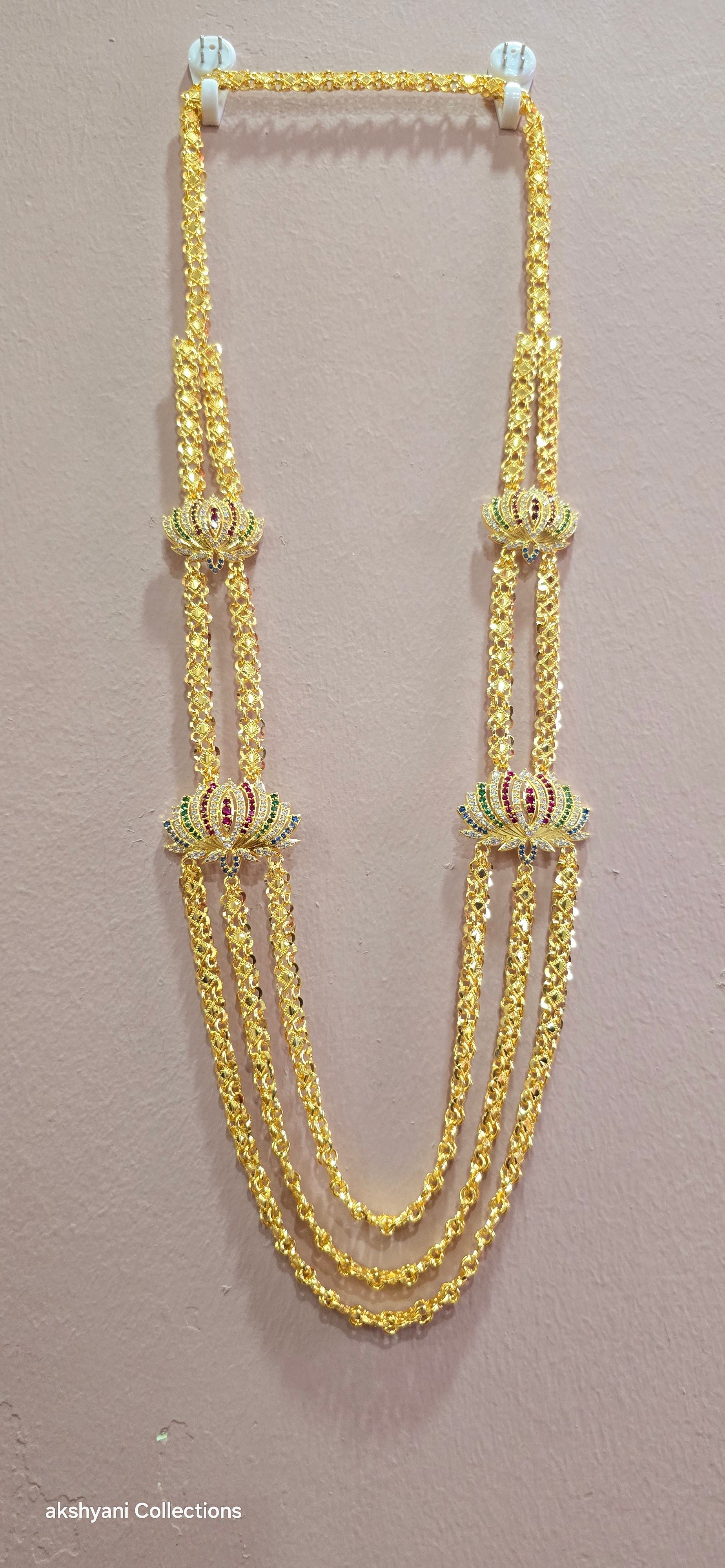 3 layer multi colour mugappu chain . NOT 916 GOLD.  FUNCTION WEAR