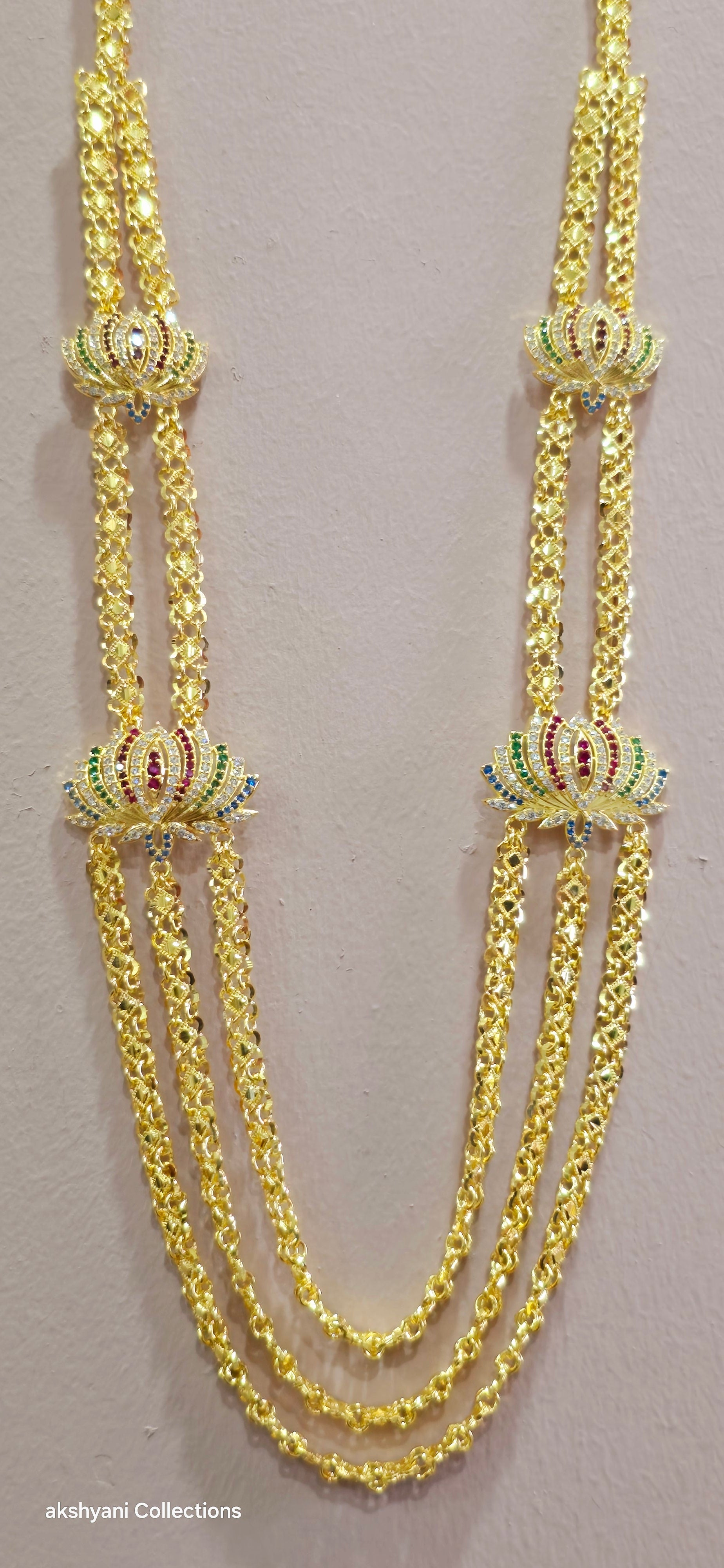 3 layer multi colour mugappu chain . NOT 916 GOLD.  FUNCTION WEAR