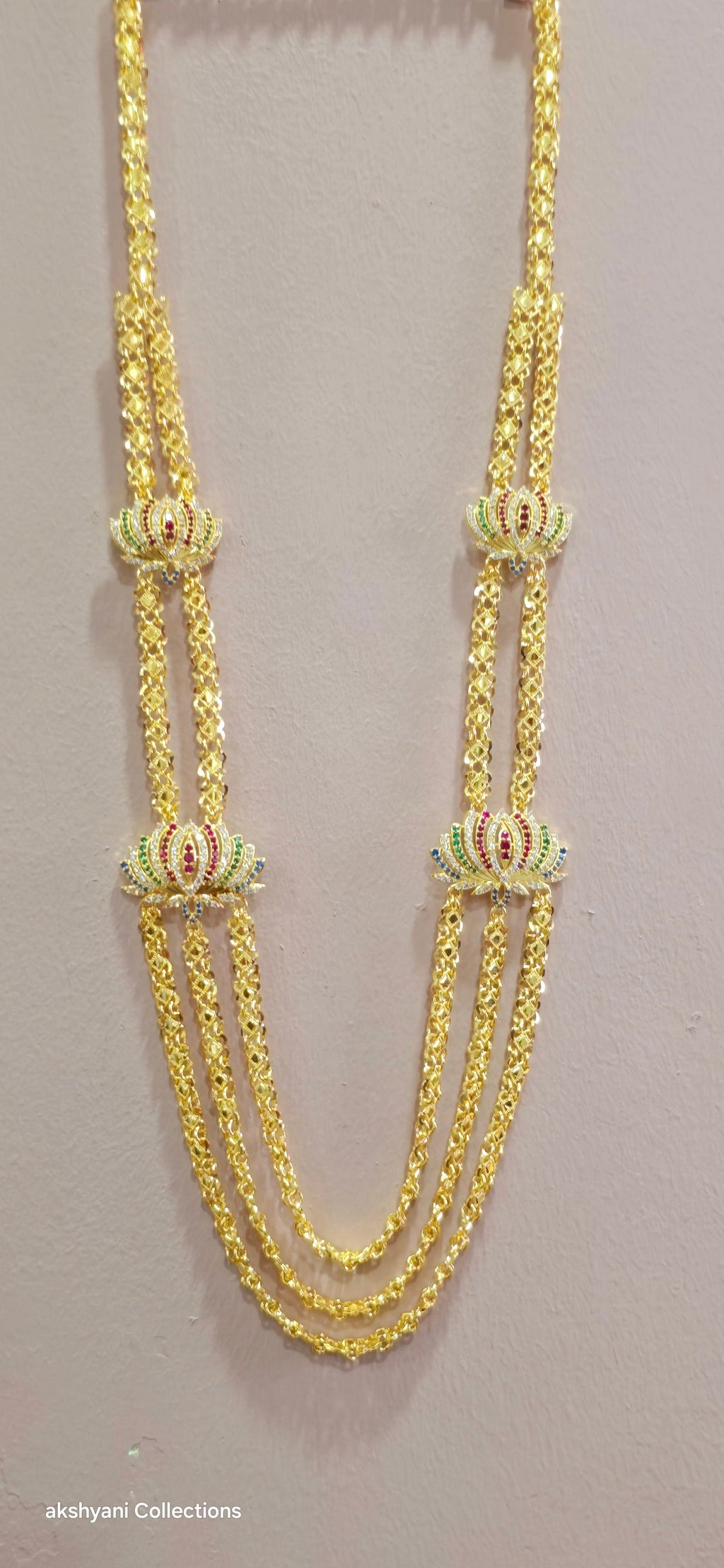 3 layer multi colour mugappu chain . NOT 916 GOLD.  FUNCTION WEAR