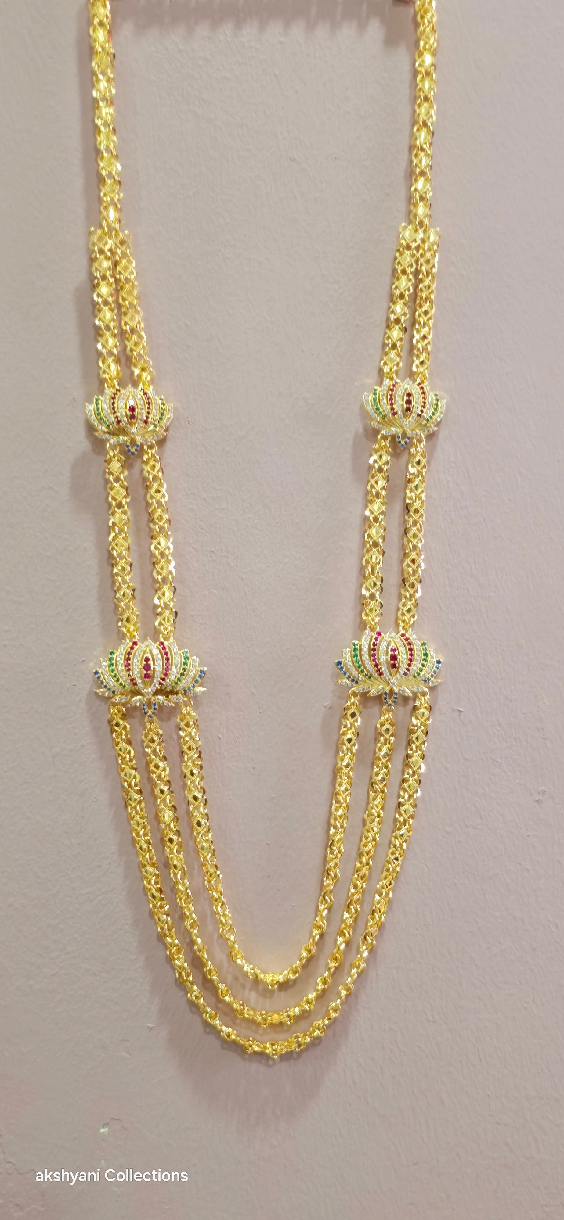 3 layer multi colour mugappu chain . NOT 916 GOLD.  FUNCTION WEAR