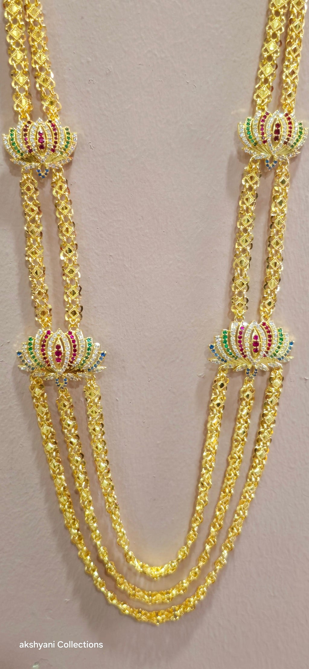 3 layer multi colour mugappu chain . NOT 916 GOLD.  FUNCTION WEAR