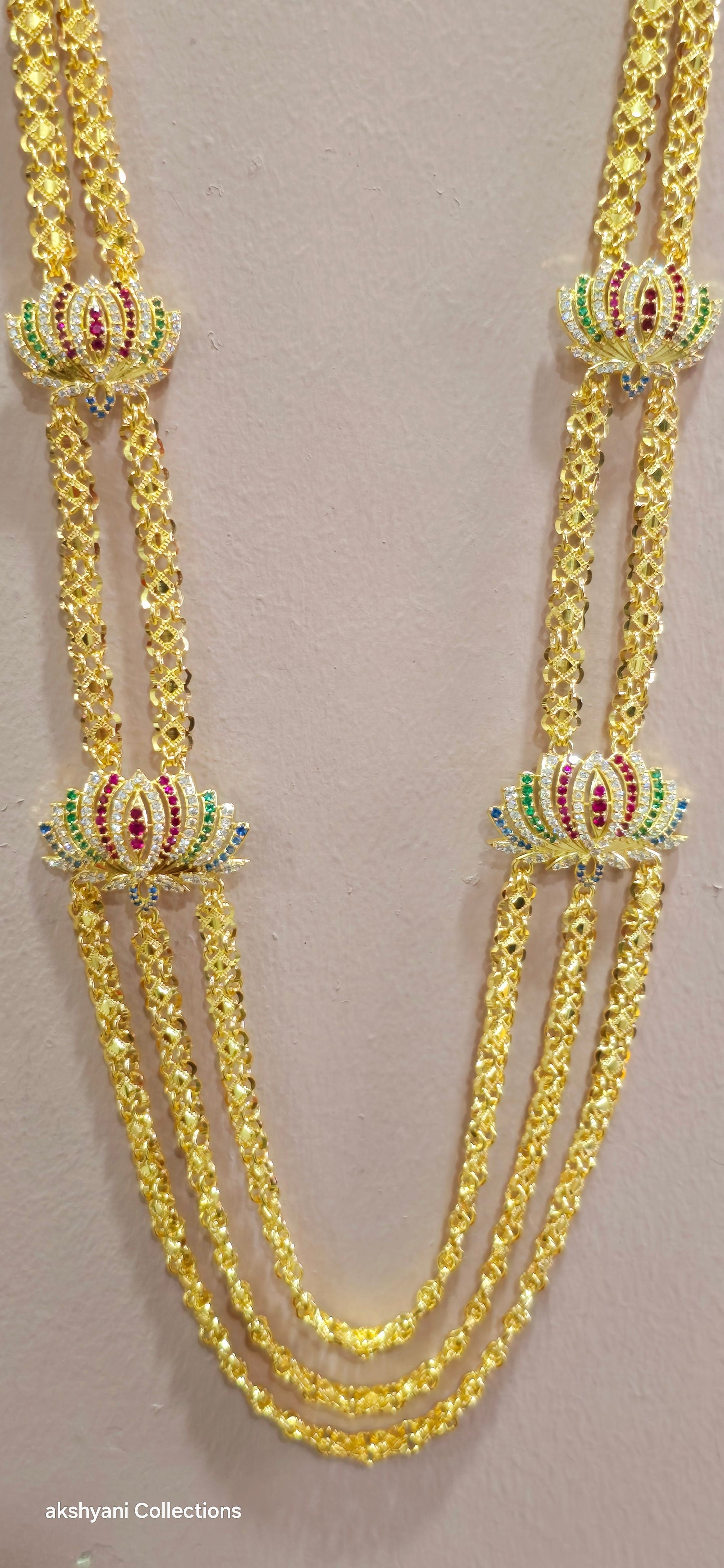 3 layer multi colour mugappu chain . NOT 916 GOLD.  FUNCTION WEAR