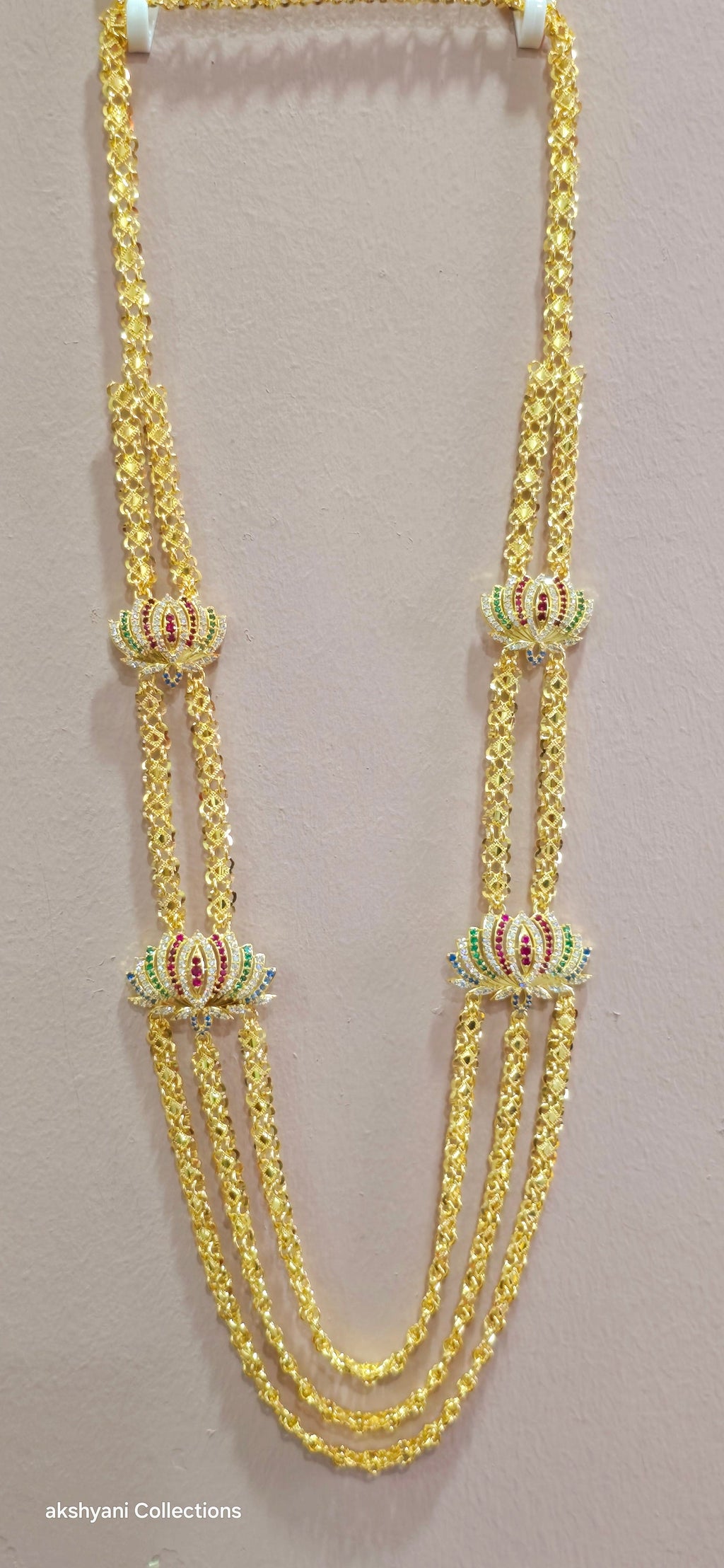3 layer multi colour mugappu chain . NOT 916 GOLD.  FUNCTION WEAR