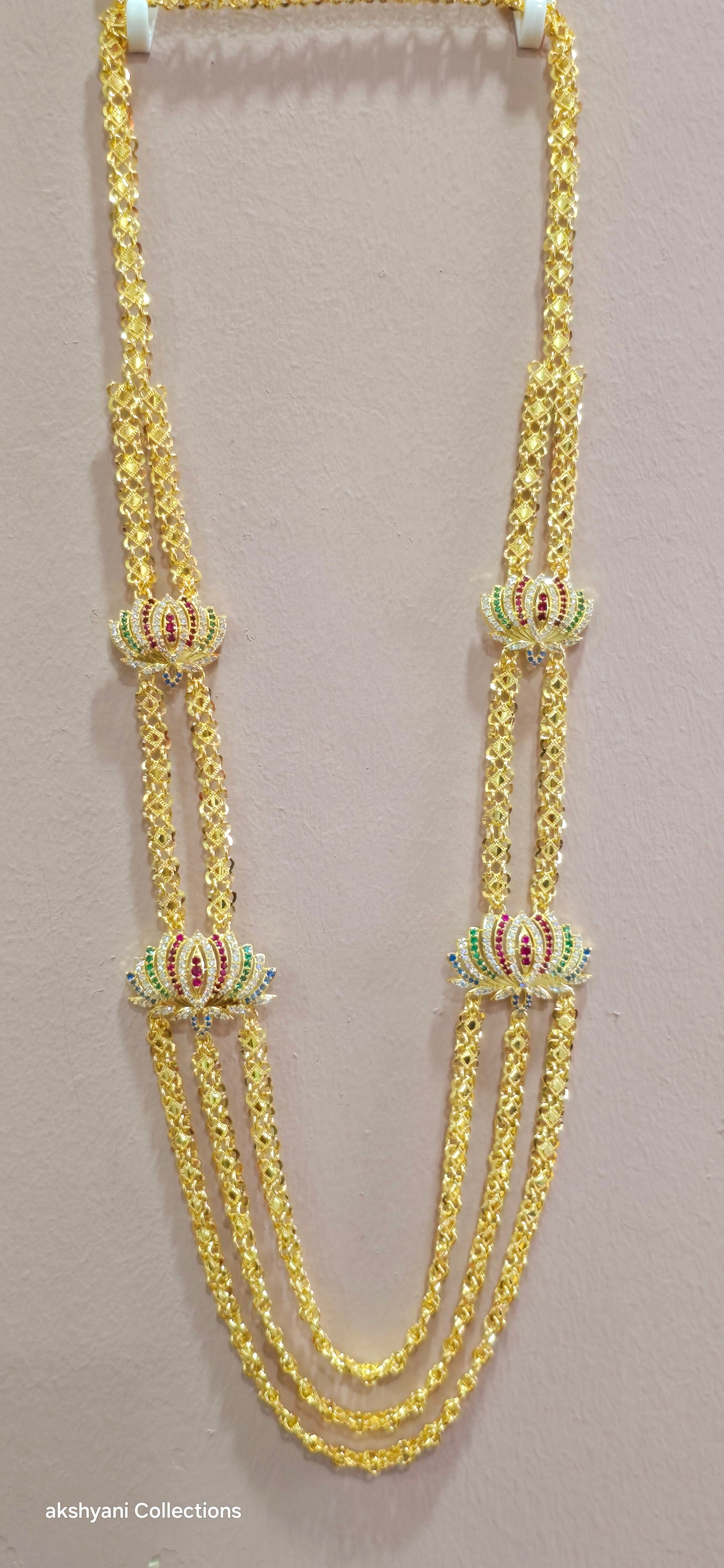 3 layer multi colour mugappu chain . NOT 916 GOLD.  FUNCTION WEAR