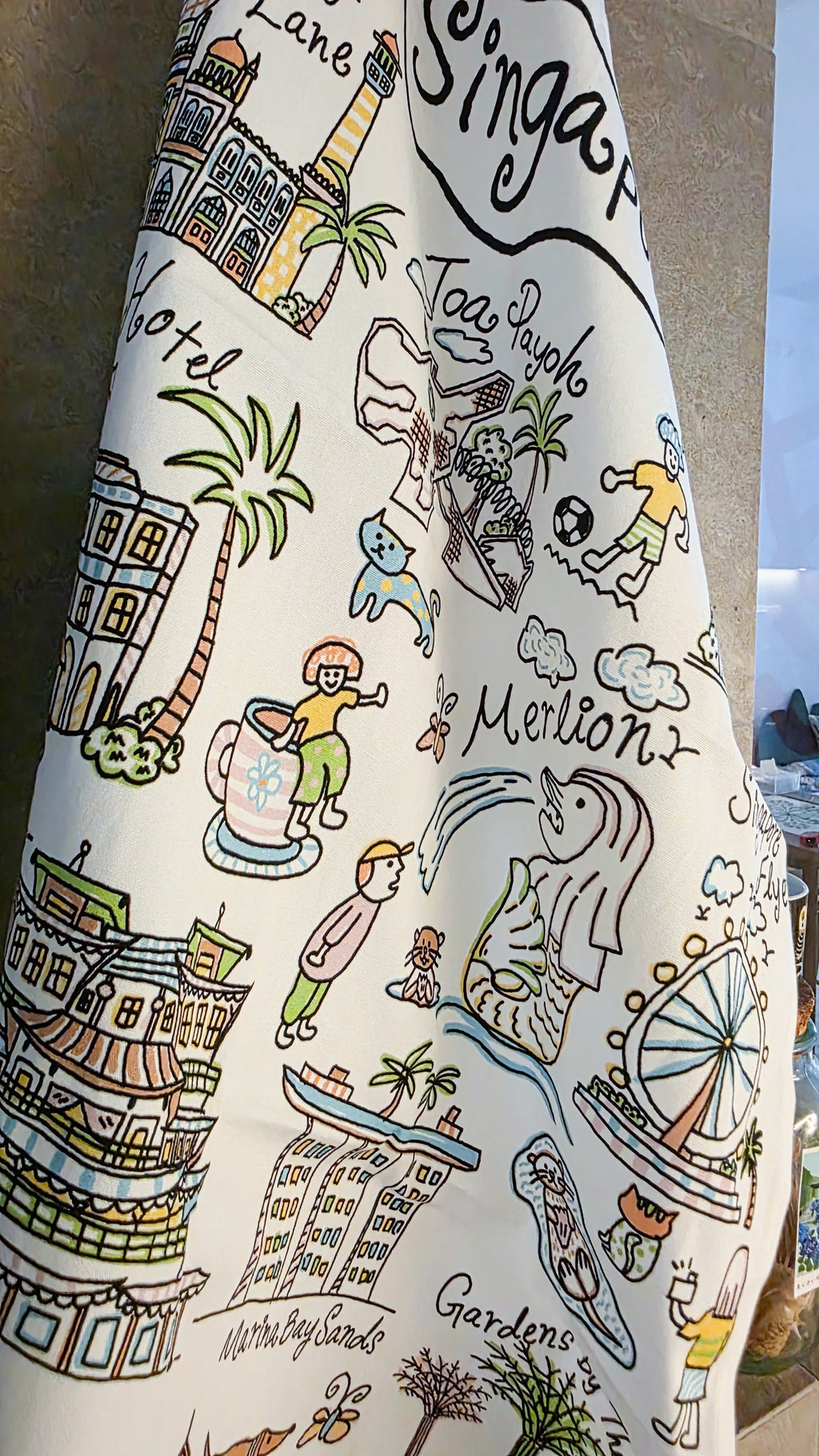 Walk Around Singapore Tea Towel